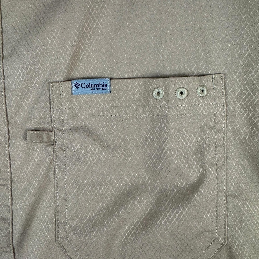 Columbia PFG Shirt Mens 2XL Tan Omni-Shade Short Sleeve Vented Fishing Outdoors - Picture 3 of 13